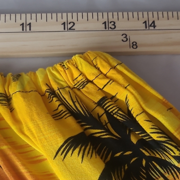 Tropical Yellow Beach Shorts Unisex Elastic Waist Palm Trees Hi Rise Jamica - Picture 4 of 7